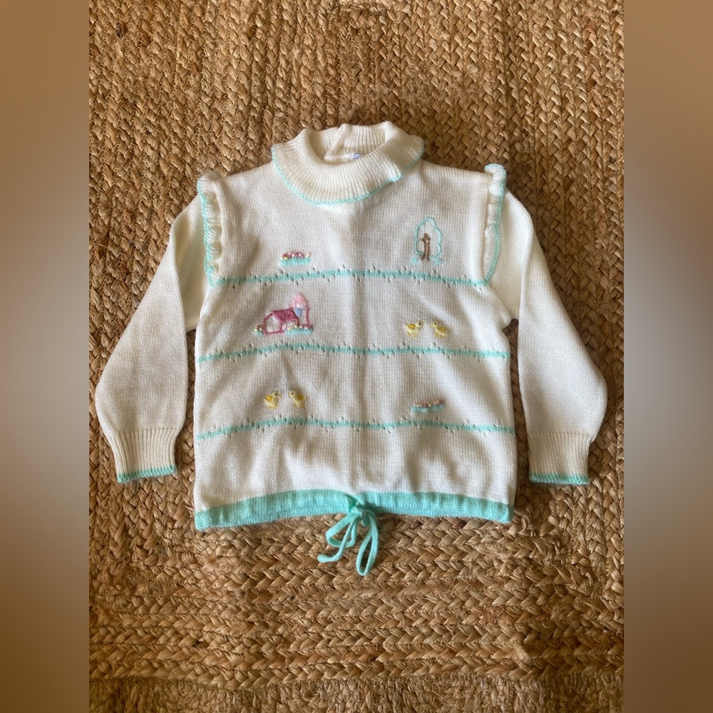 Nann-knits baby girls vintage knit sweater